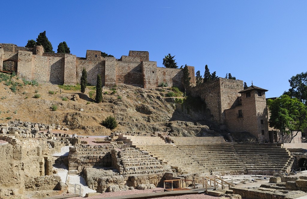 Alcazaba De Malaga With Roman Theater In Foreground