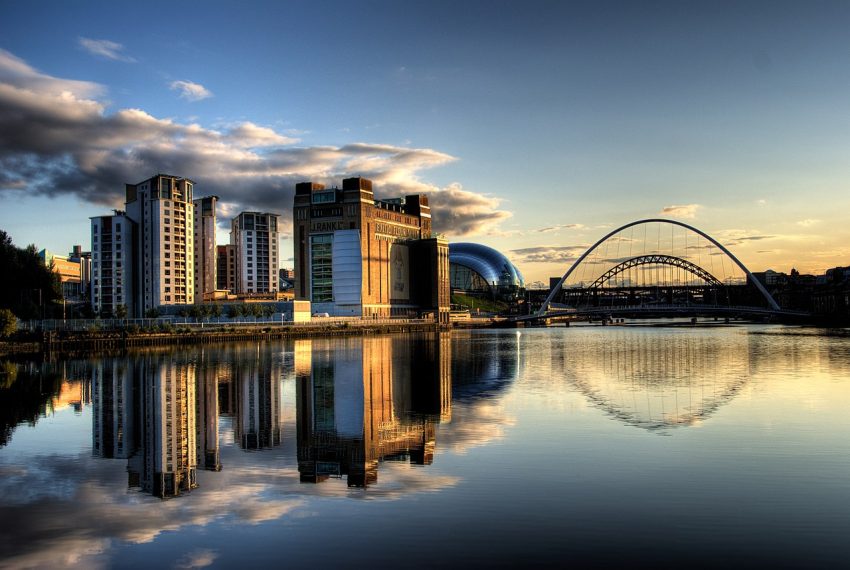 Newcastle and gateshead Quayside with bridges