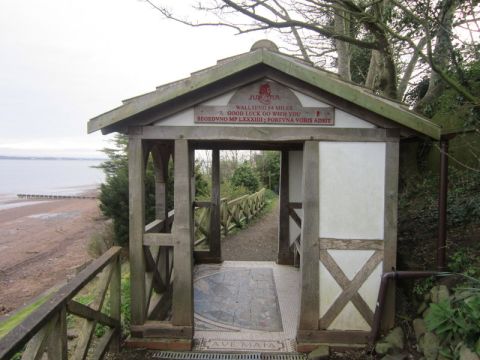 Pavilion at the start and end of the Hadrians Wall Path at Bowness Cumberland