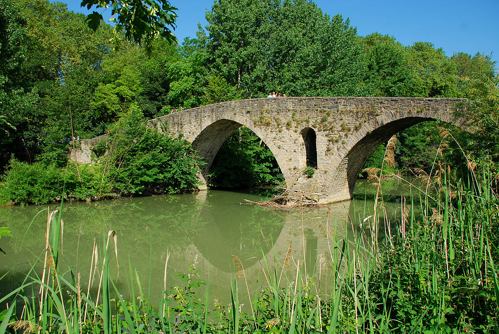 Puente Medieval De La Magadalena En Pamplona