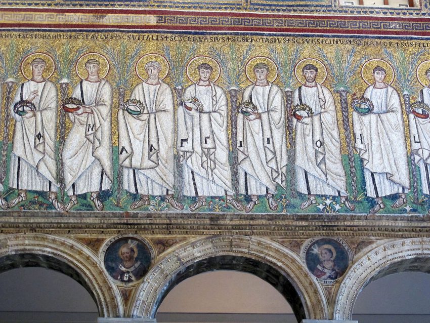 Mosaic of the holy martyrs in SantApollinare Nuovo
