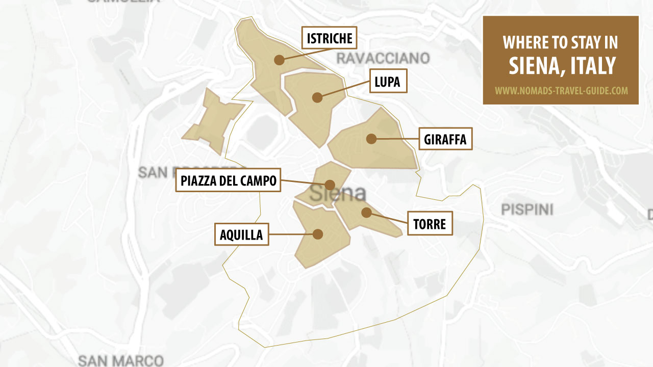 Map Of Areas Of Siena In Which To Stay