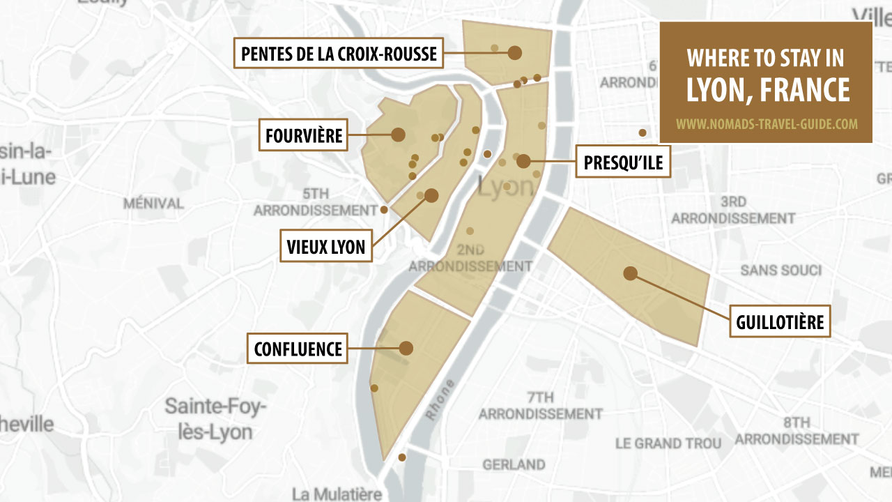 Map Of Best Areas To Stay In Lyon