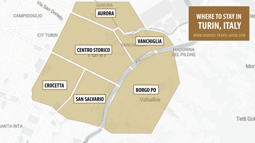 Map of Where to stay in Turin