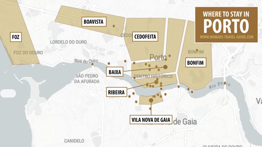 Map of the Best Areas to Stay in Porto