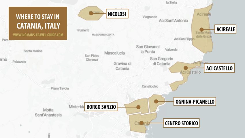 Map of where to stay in Catania
