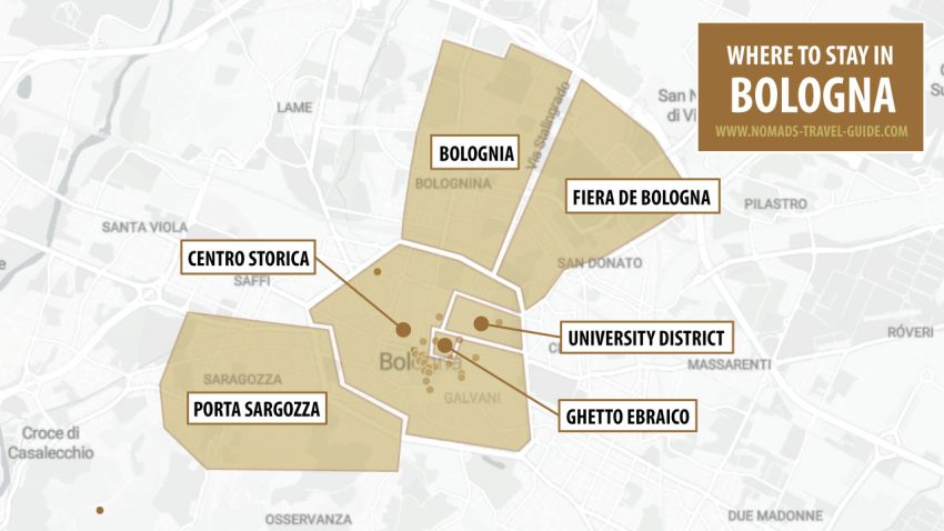Map of where to stay in bologna