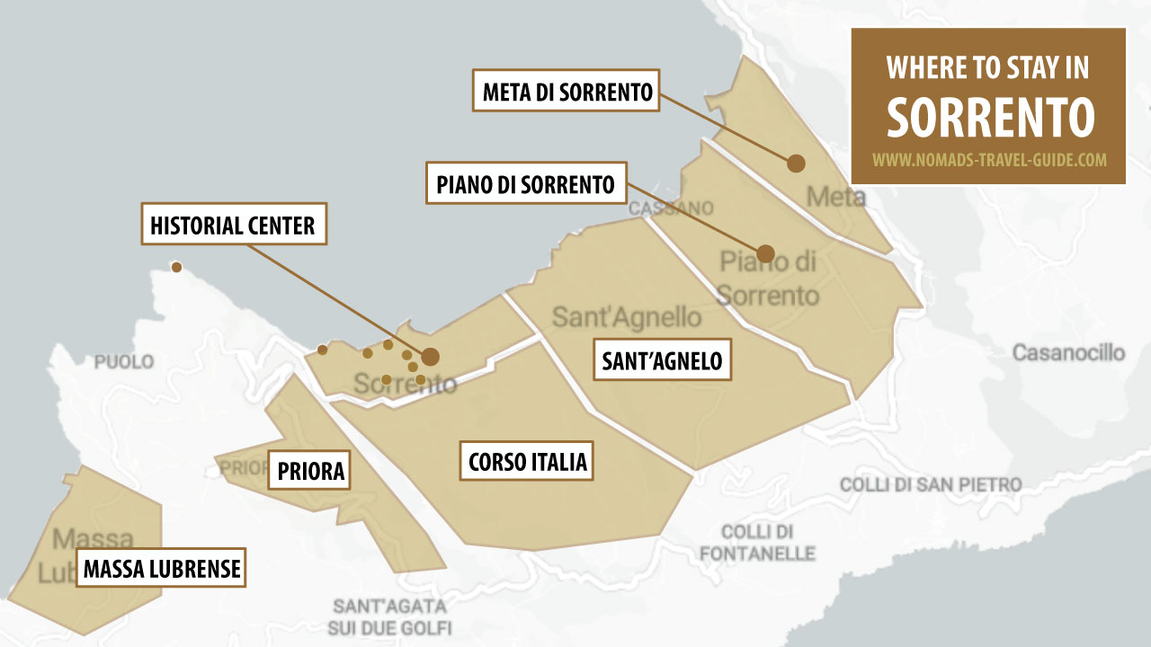 Map Of Where To Stay In Sorrento