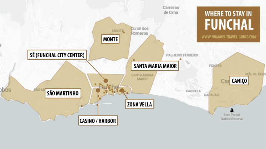 Where to Stay in Funchal Madeira Map