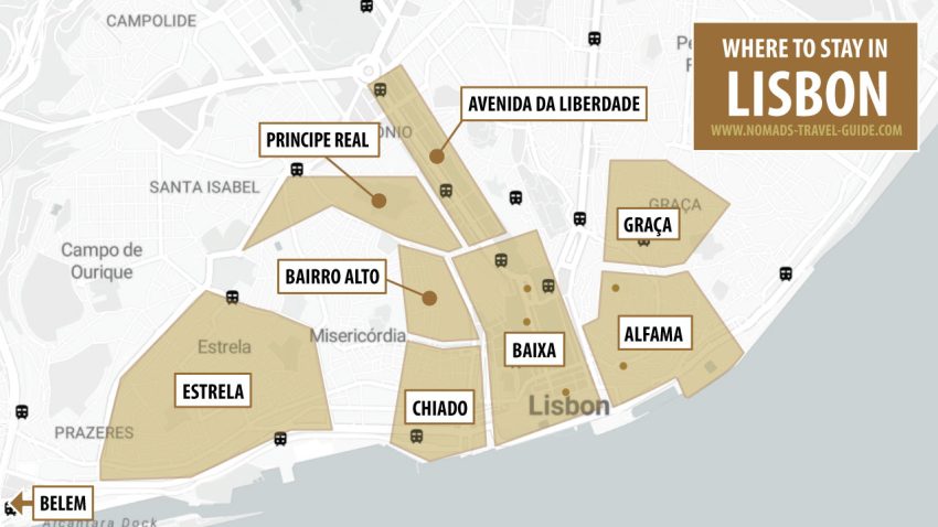 Where to stay in Lisbon Map