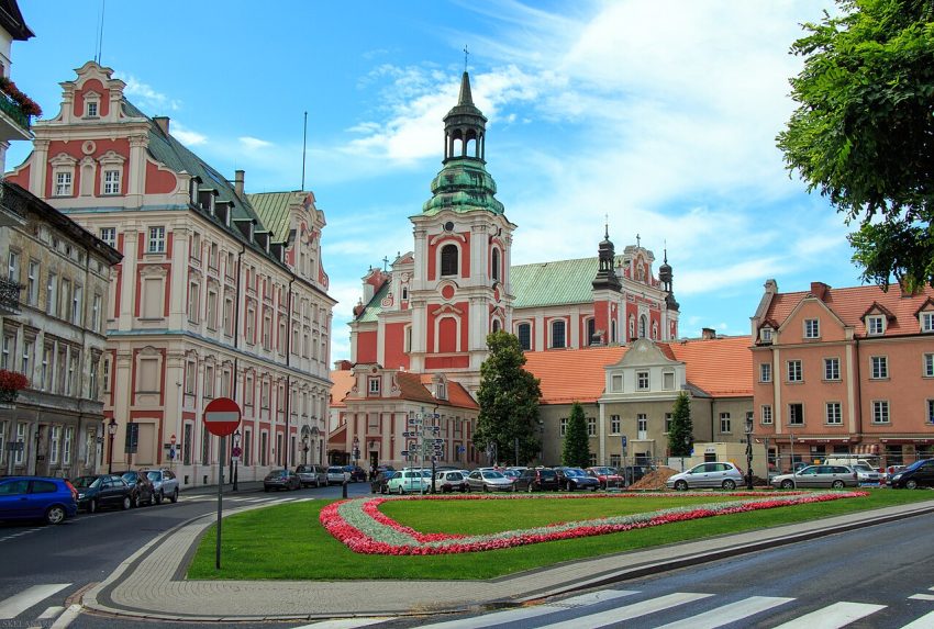 A view over the Fara Church from Kolegiacki square. Poznań, Poland