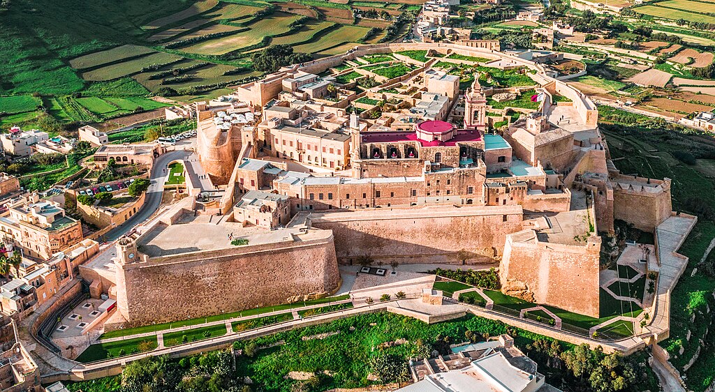 Aerial Footage Of Citadella Sitiuated In Gozo