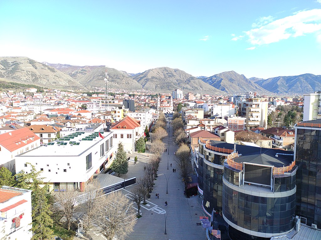 Boulevard Shën Gjergji Korça From Above