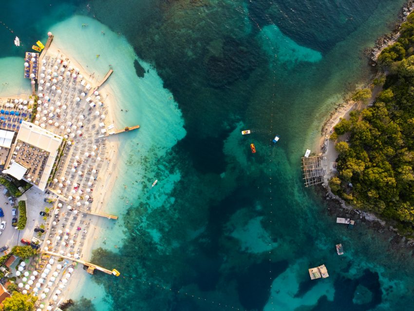 Drone shot of Ksamil Beach