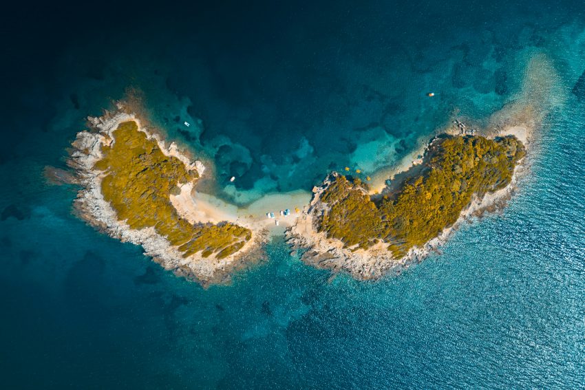 Drone shot of Ksamil Islands