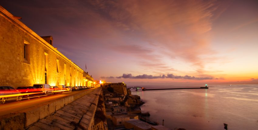 Sunrise rays on Sacra Infermeria Malta