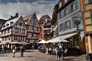 People walking in a square in Colmar