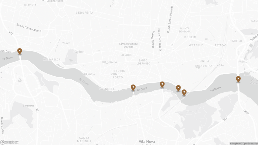 Map of the Which Six Bridges Cruise in Porto Should You Take in ? walking route with 6 stops in Porto.
