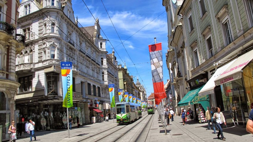 Main Shopping Street in Graz, Austria