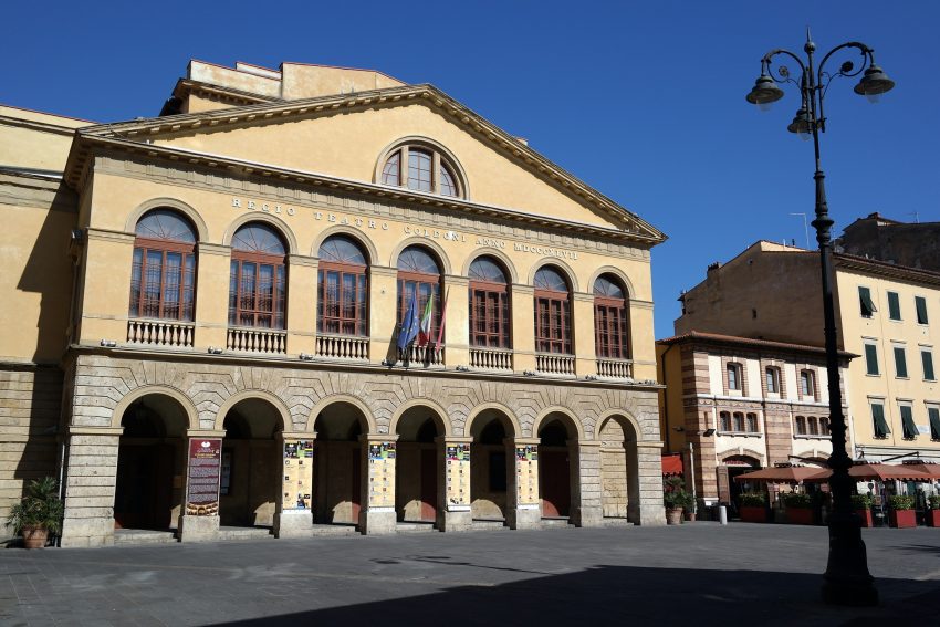 Facade of the Goldoni Theater in Livorno