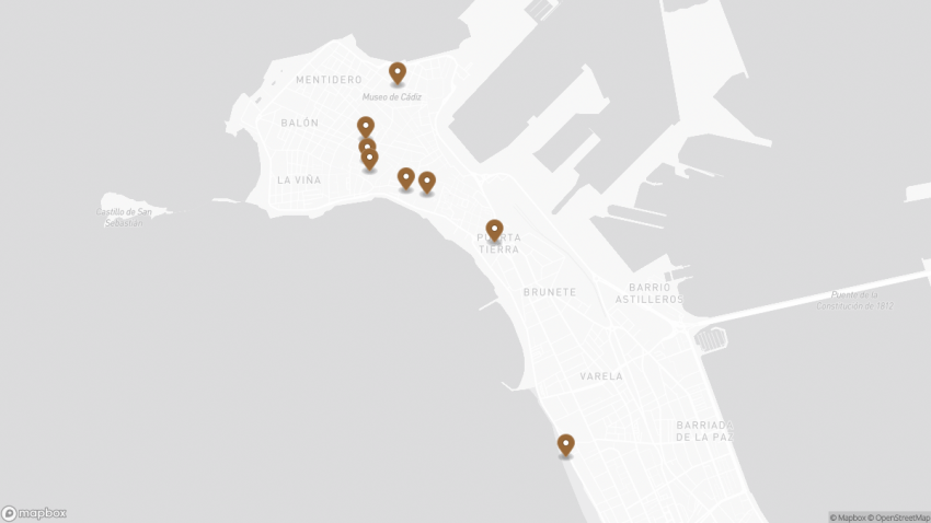 Map of the A Day in Cádiz: What to See, Do & Experience walking route with 8 stops in Cádiz.