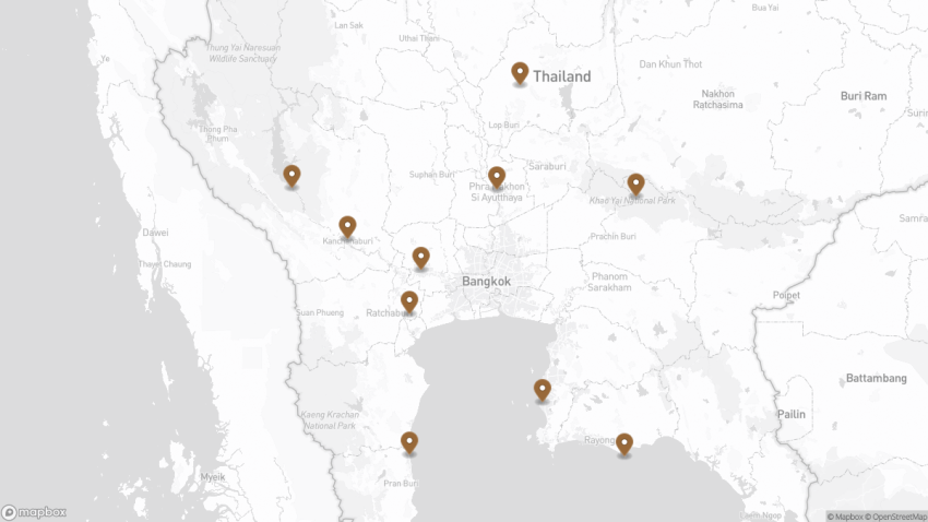 Map of the Best Day Trips from Bangkok walking route with 10 stops in Bangkok.