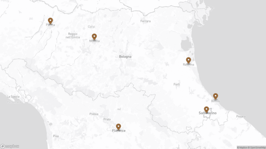 Map of the Best Day Trips From Bologna walking route with 6 stops in Bologna.