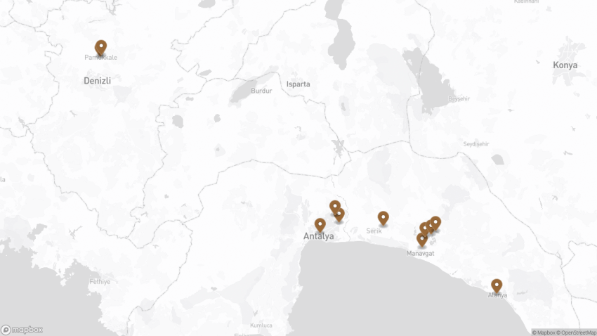 Map of the Best Places to Visit from Side, Turkey walking route with 11 stops in Side.