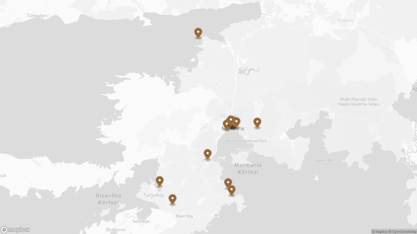 Map of the Best Places to Visit in Marmaris, Turkey walking route with 15 stops in Marmaris.