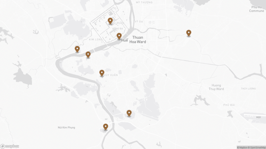 Map of the 24 Hours in Hue: The Ultimate One-Day Itinerary walking route with 8 stops in Hue.