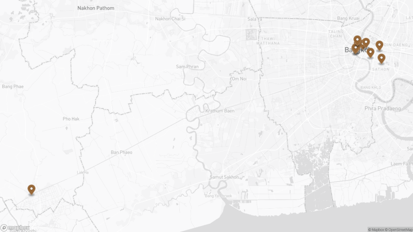 Map of the Best Things to Do in Bangkok, Thailand walking route with 11 stops in Bangkok.