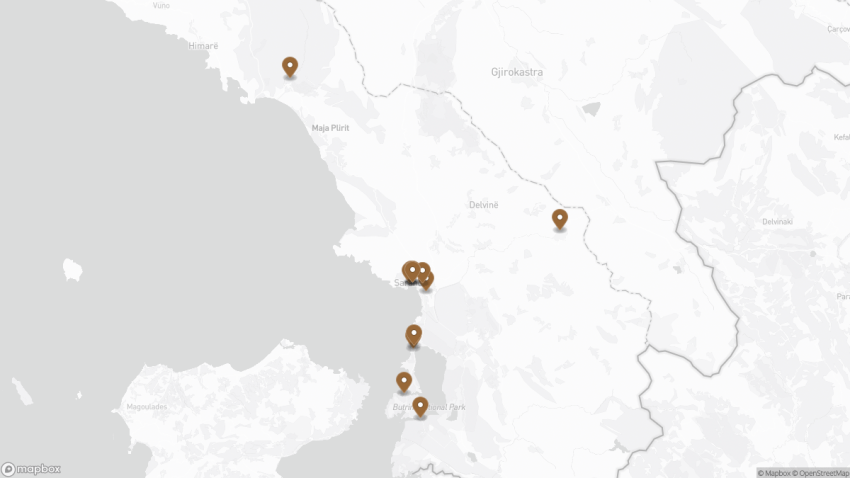 Map of the 12 Best Things to Do in Sarandë, Albania walking route with 12 stops in Sarandë.