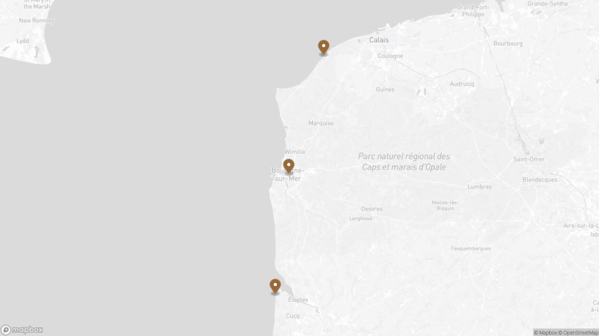 Map of the Côte d’Opale (Opal Coast) Road Trip: 3 Days of Cliffs, Beaches & Villages walking route with 3 stops in Normandy & Hauts-de-France.