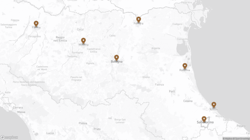 Map of the Emilia-Romagna, Italy: 7-Day Itinerary & Travel Guide walking route with 7 stops in Bologna.