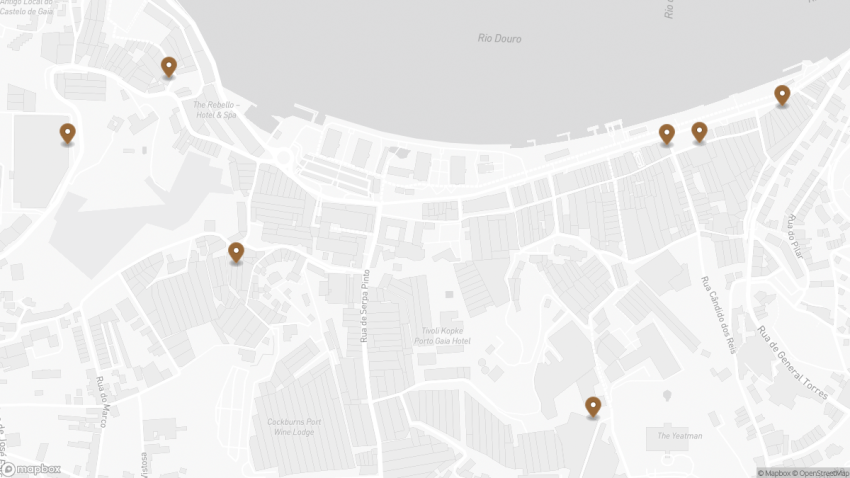 Map of the Guide to Port Wine Cellars in Porto: Tours, Tastings & Tips walking route with 7 stops in Porto.