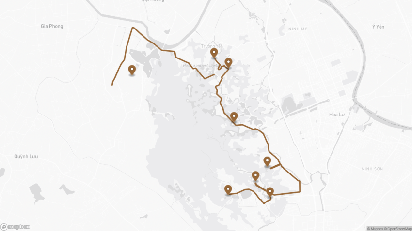 Map of the Highlights of Ninh Binh by Bicycle: A Self-Guided Cycling Tour walking route with 8 stops in Ninh Binh (Tam Coc).