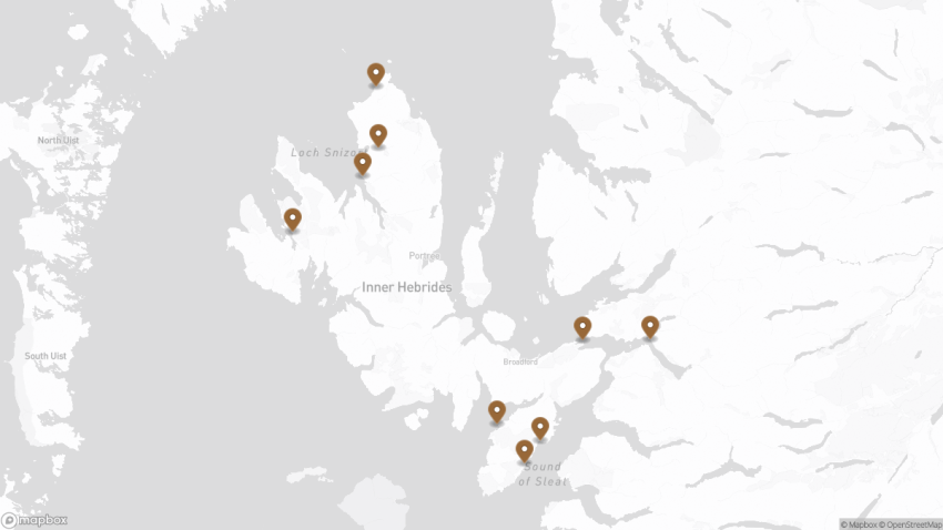 Map of the Isle of Skye Castles You Need to Visit: Map & Highlights walking route with 9 stops in Isle of Skye.