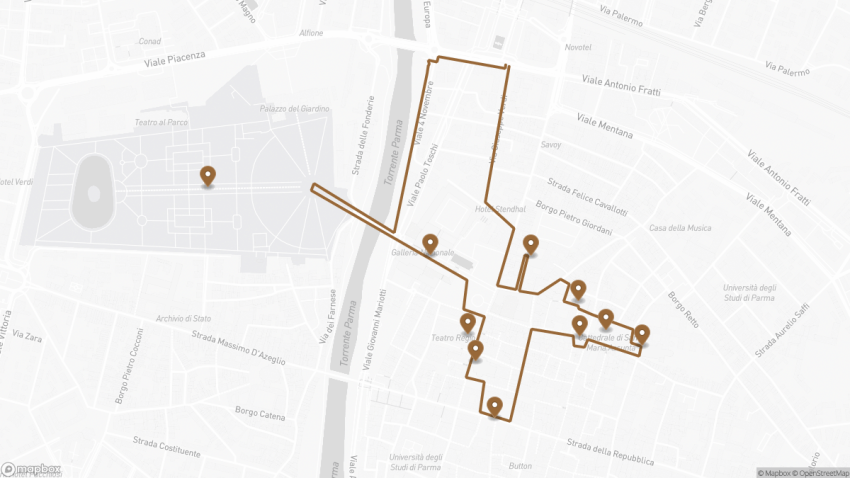 Map of the One Day in Parma: A Complete Walking Tour with Map & Tips walking route with 10 stops in Parma.
