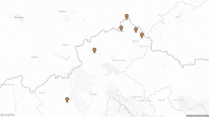 Map of the Riding the Ha Giang Loop in Vietnam: 4-Day Motorbike Itinerary & Tips walking route with 6 stops in Ha Giang.