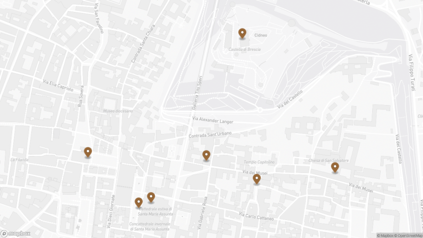 Map of the Self-Guided Walking Tour of Brescia, Italy walking route with 7 stops in Brescia.
