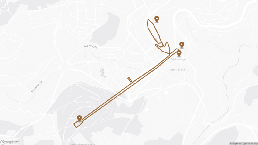 Map of the Self-Guided Walking Tour of Lamego, Portugal  walking route with 4 stops in Lamego.