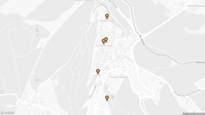 Map of the Self-Guided Walking Tour of Óbidos, Portugal walking route with 5 stops in Óbidos.