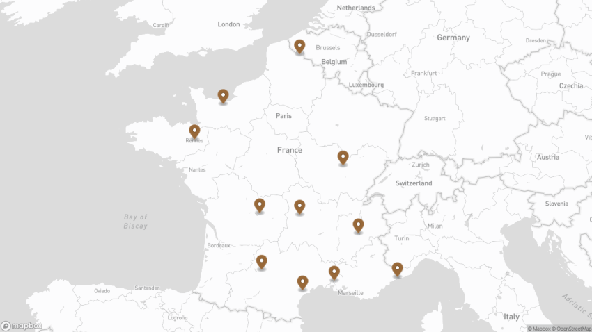 Map of the 11 Most Underrated Cities in France to Visit: Hidden Gems Beyond Paris walking route with 11 stops.