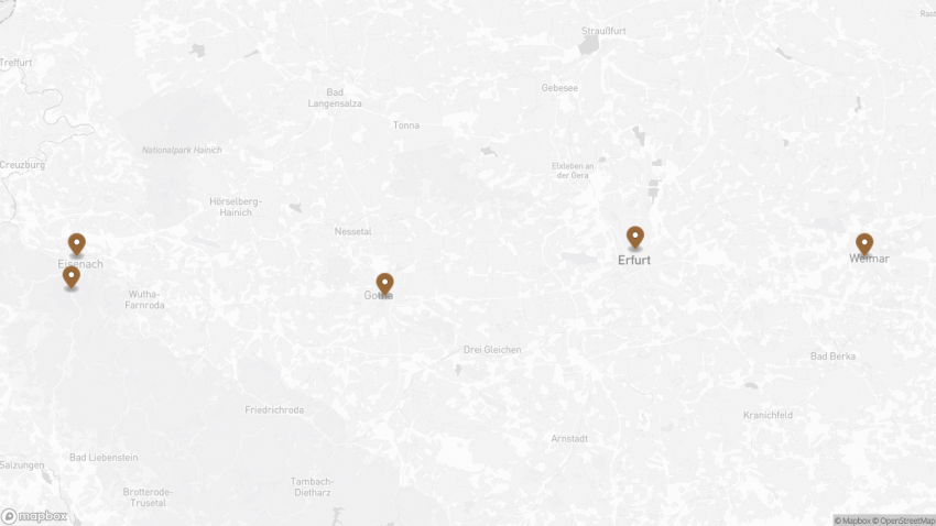 Map of the Thuringia Road Trip: The Perfect 5-Day Itinerary walking route with 5 stops in Thuringia.