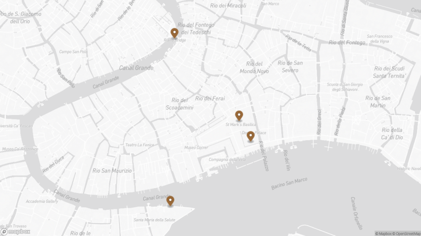 Map of the Venice on a Budget: How to Explore the City for Less walking route with 4 stops in Venice.