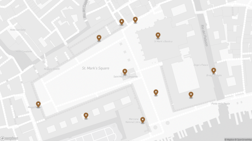 Map of the Guide to Visiting Piazza San Marco: Landmarks, Tips & Map walking route with 11 stops in Venice.