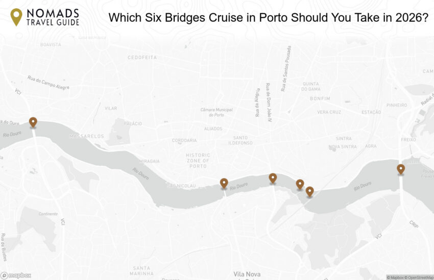 Map of the Which Six Bridges Cruise in Porto Should You Take in ? walking route with 6 stops in Porto.