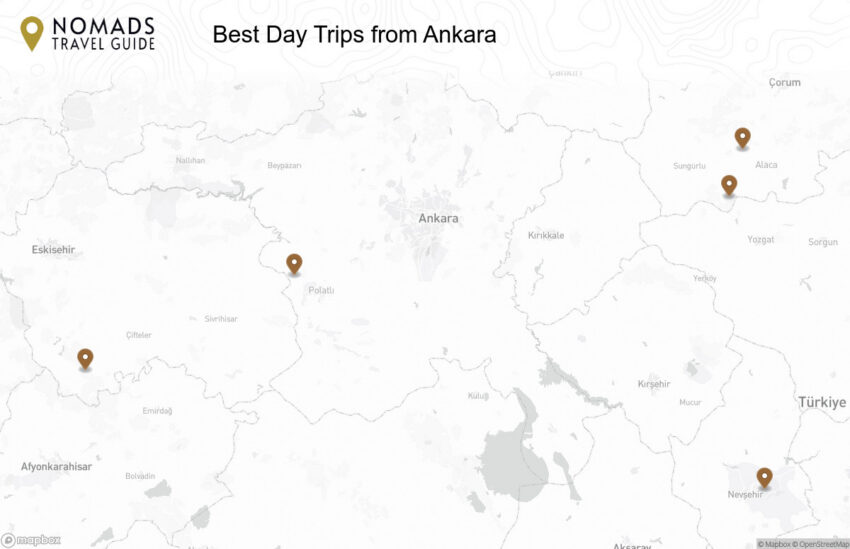 Map of the Best Day Trips from Ankara walking route with 5 stops in Ankara.