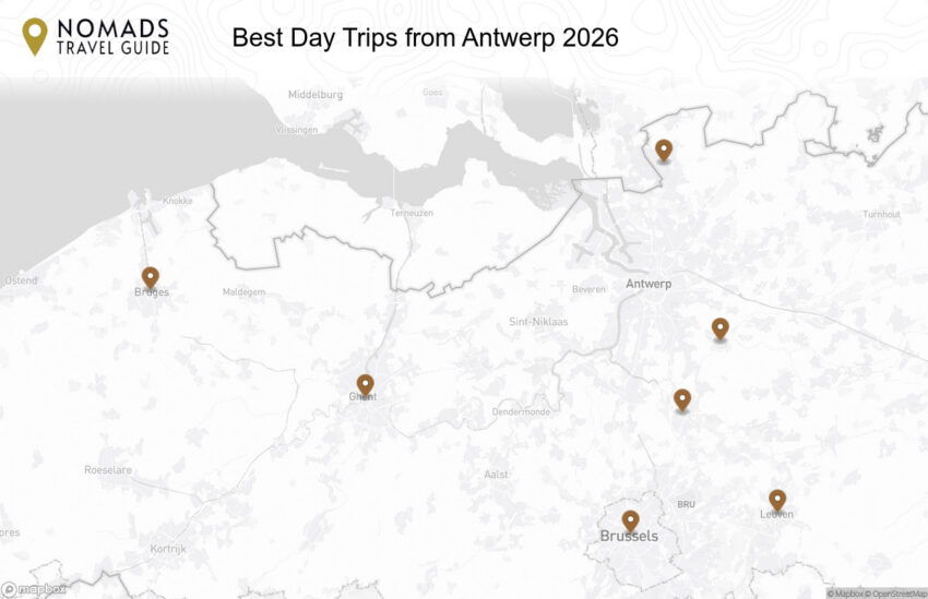 Map of the Best Day Trips from Antwerp walking route with 7 stops in Antwerp.