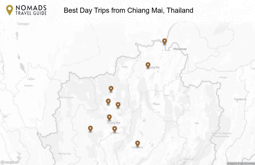 Map of the Best Day Trips from Chiang Mai, Thailand walking route with 9 stops in Chiang Mai.